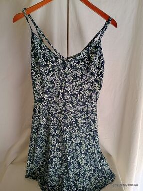 nine britton Navy Floral Spaghetti Strap Mini Dress